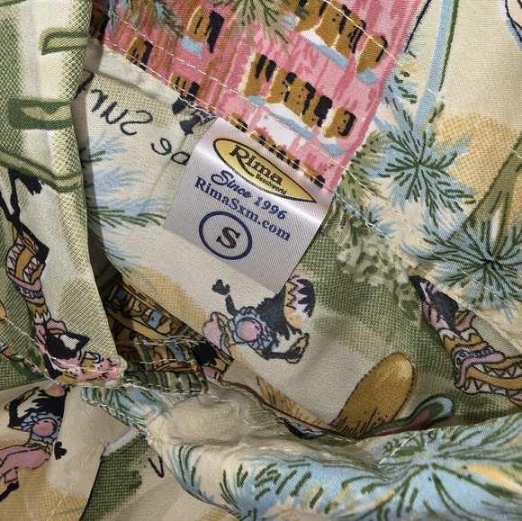 Rima Tropical Island Print Short Sleeve Button Down Shirt Size Small BY-1418 - Picture 8 of 9